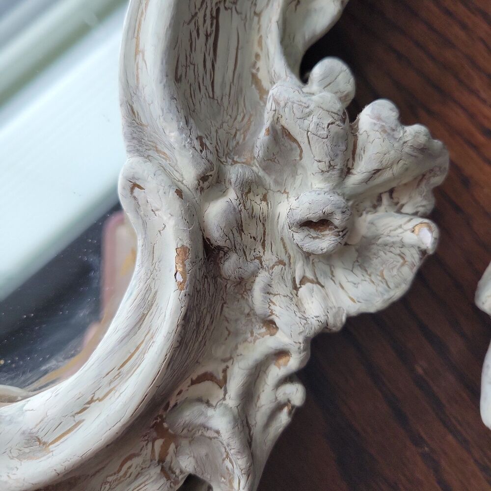 Vtg Set of 3 Italian Country Accent Wall Mirrors Whitewash Wood Scrolls READ - Picture 7 of 8